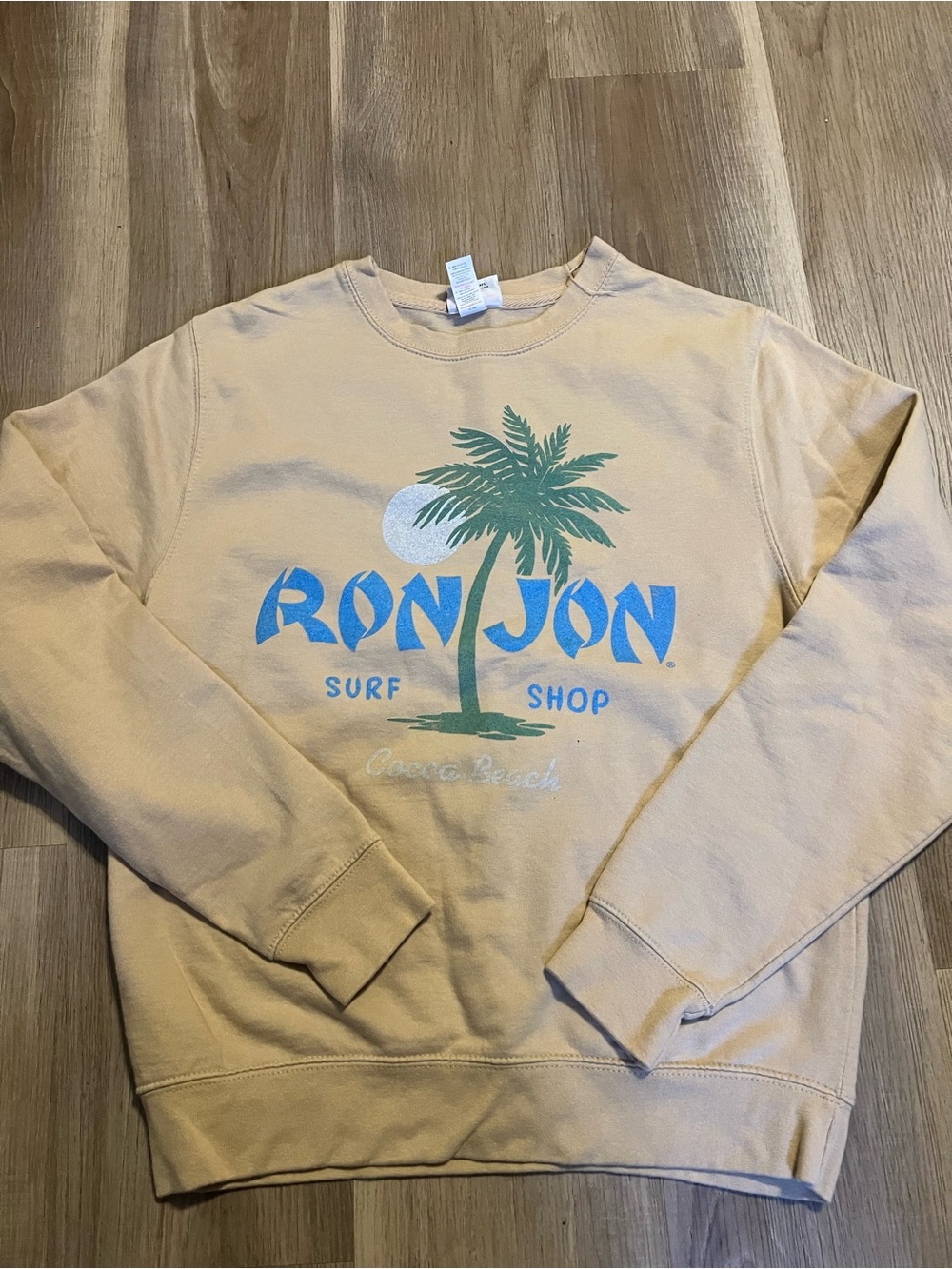 Ron Jon Surf Shop Cream Palm-Print Crewneck Sweatshirt Womens sz small